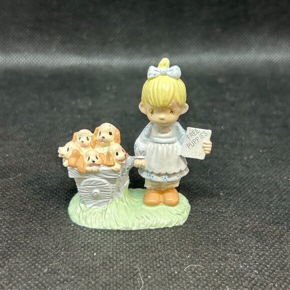 Rare Precious Moments “God Loveth a Cheerful Giver” mini Pewter figurine w/dome - Picture 3 of 5